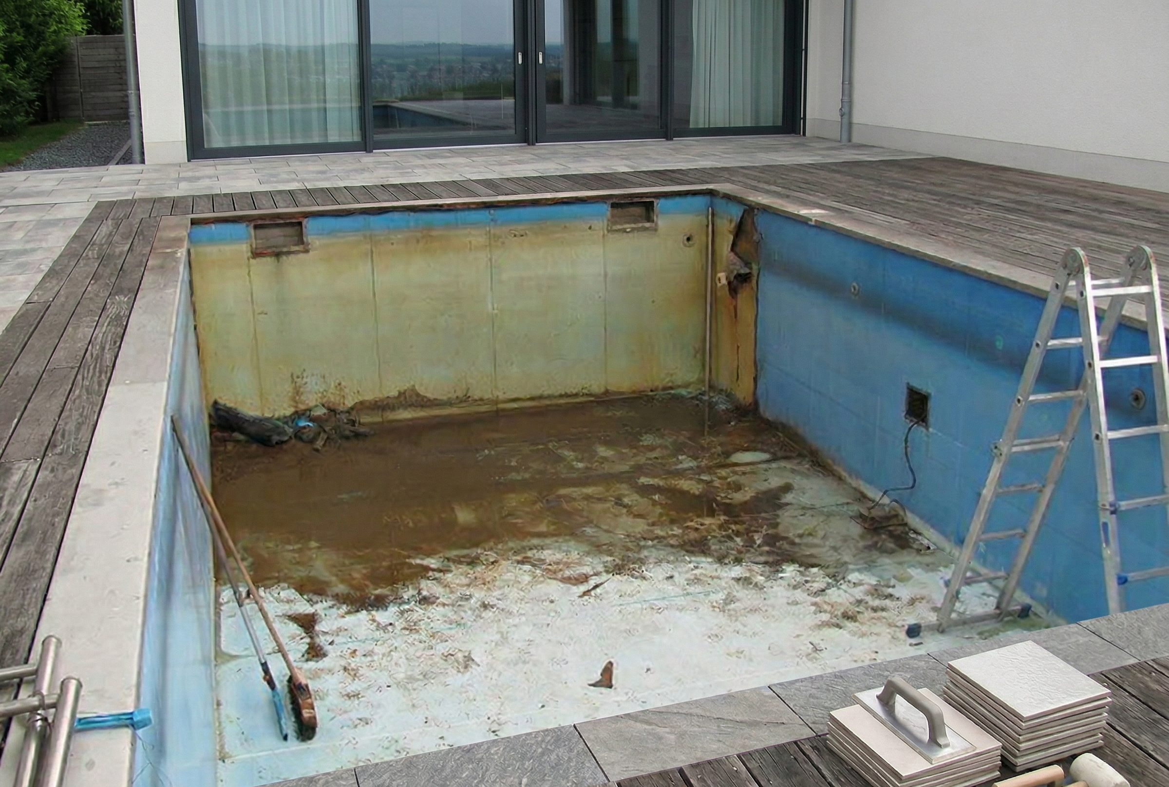 Ein alter Pool der gerade saniert wird